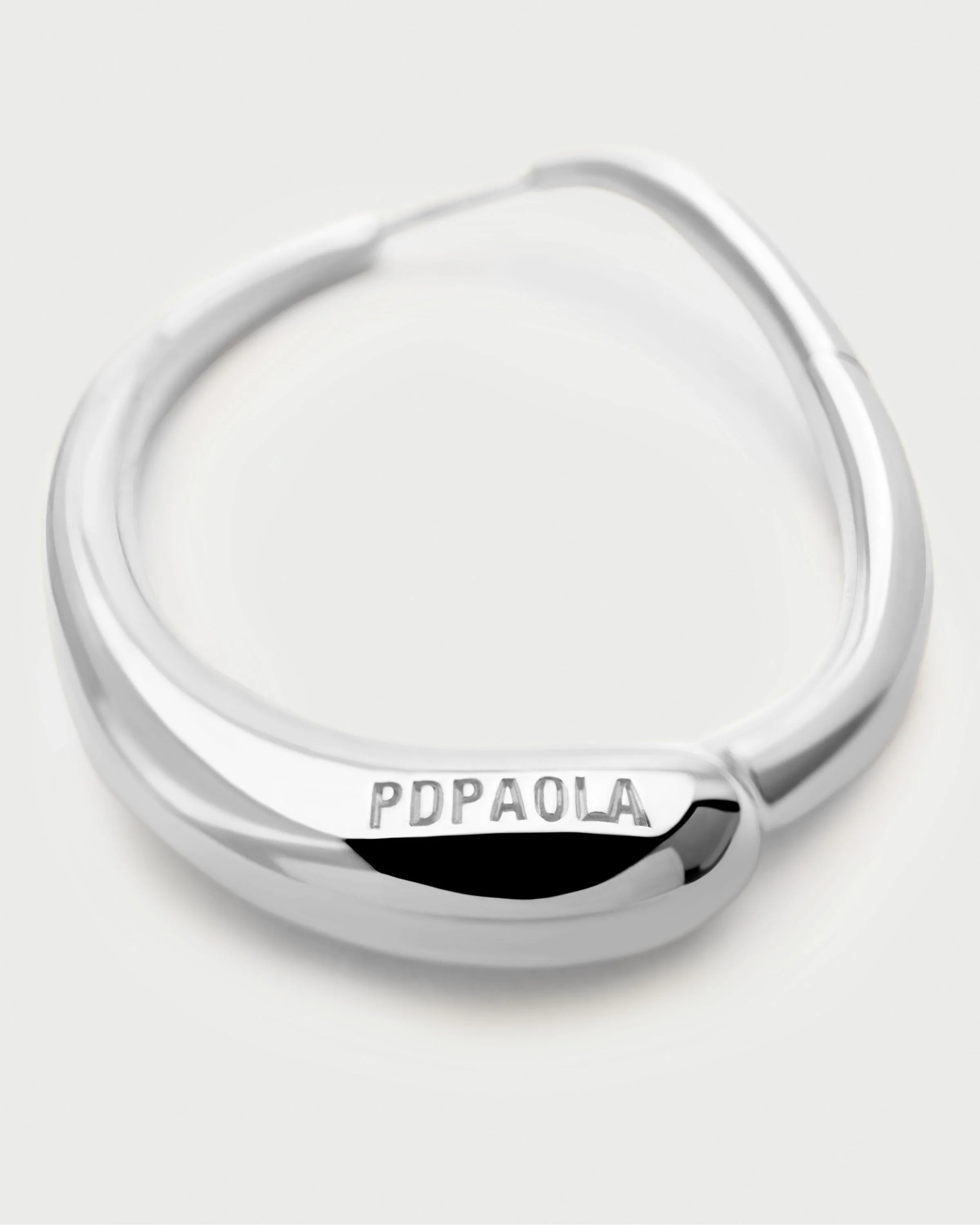 PDPAOLA Silver Halo Oval Hoop Earrings - Image 3