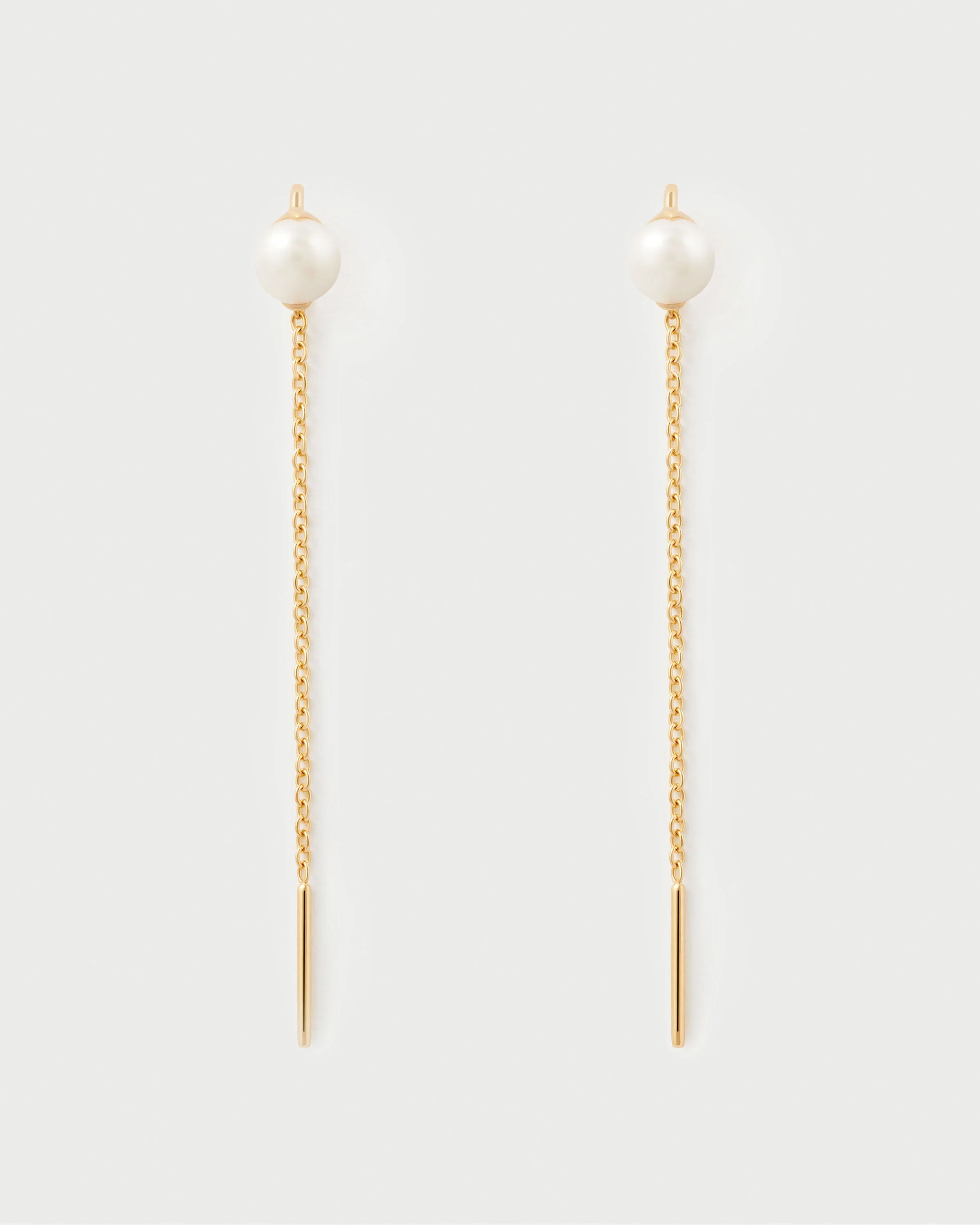 PDPAOLA Gold La Perla Lyra Long Pearl Drop Earrings