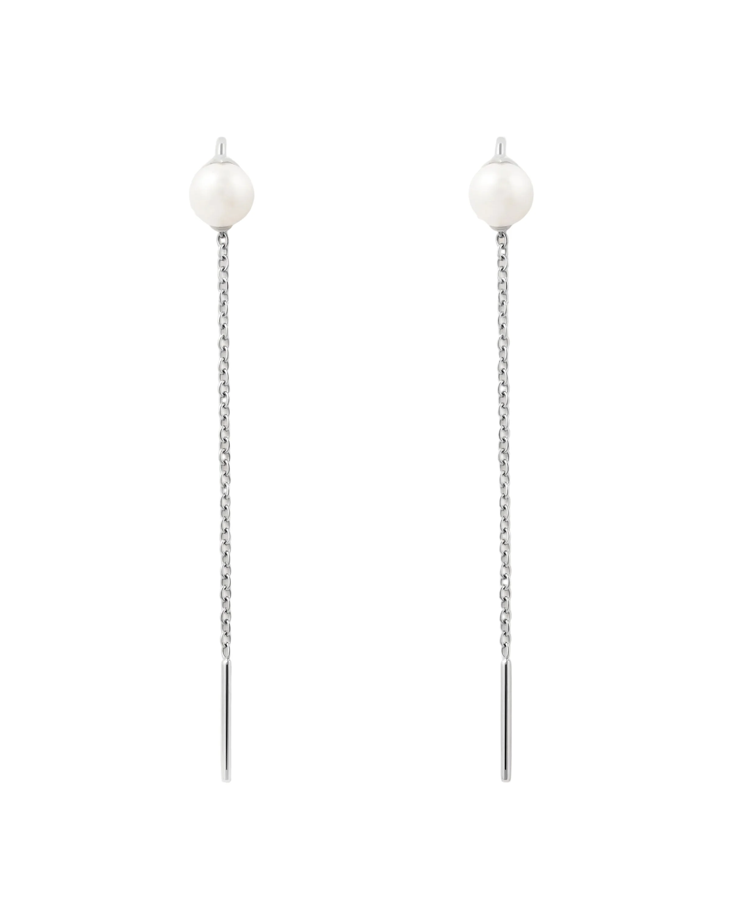 PDPAOLA Silver La Perla Lyra Pearl Drop Earrings