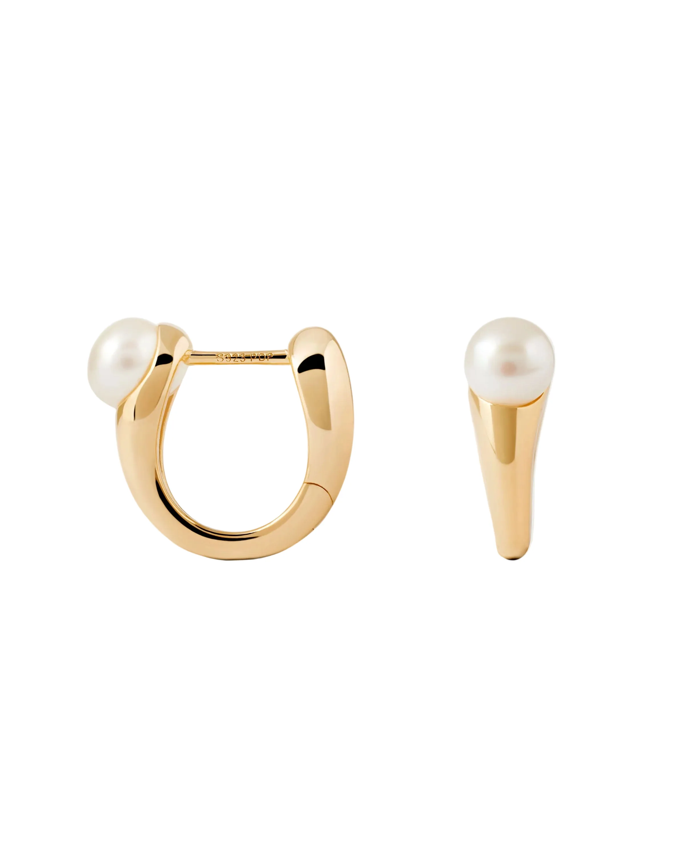 PDPAOLA Gold La Perla Ondine Pearl Hoop Earrings