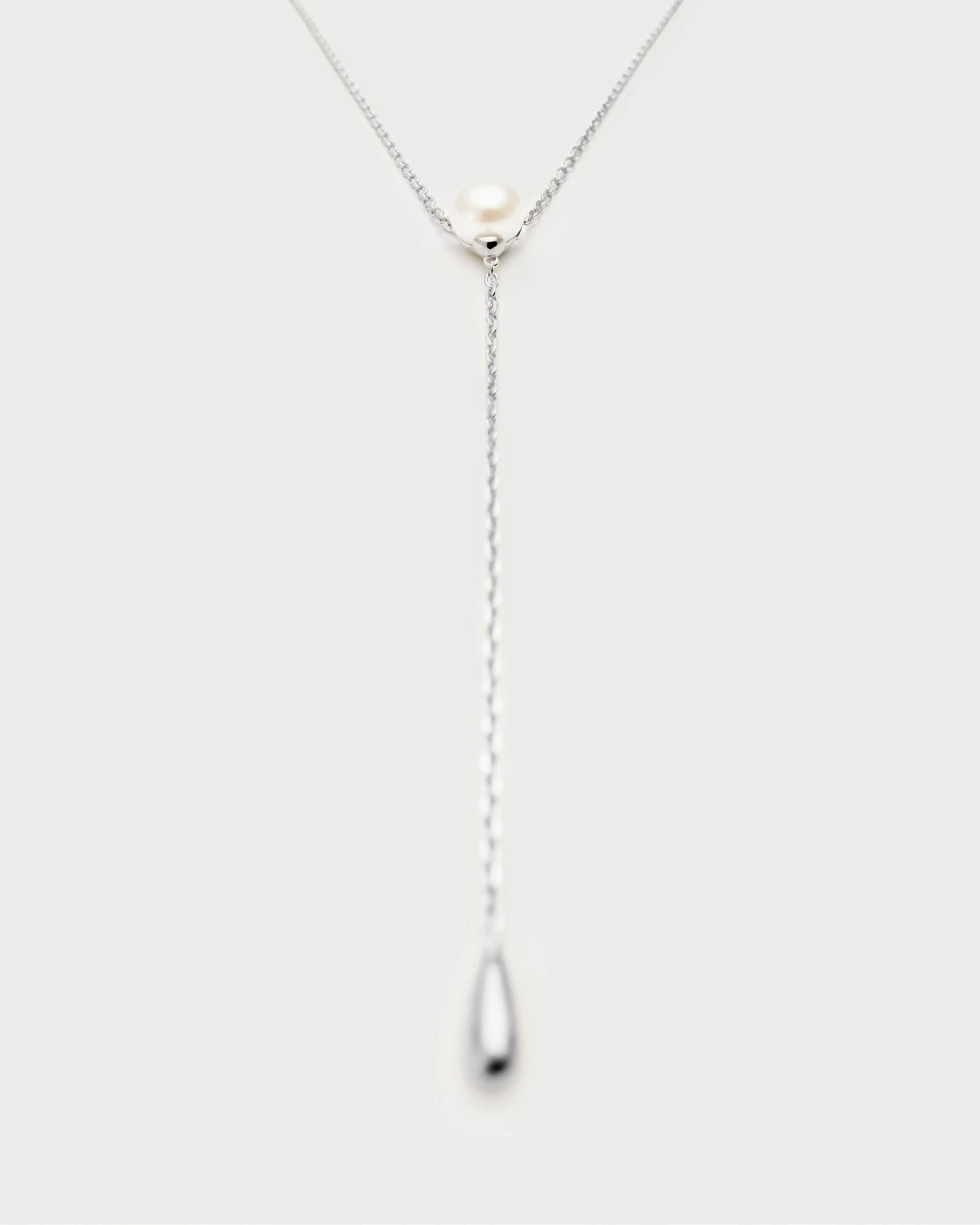 PDPAOLA Silver Pearl Stella Adjustable Chain Necklace - Image 3