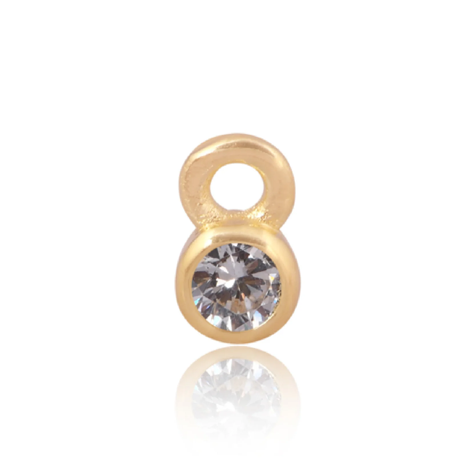 Mococo Welded Forever Gold April White Birthstone Charm