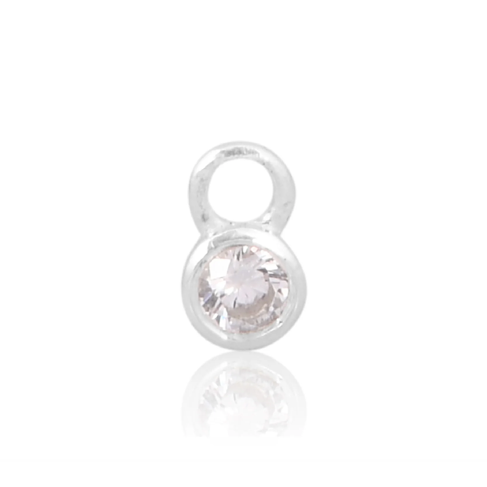 Mococo Welded Forever Silver April White Birthstone Charm