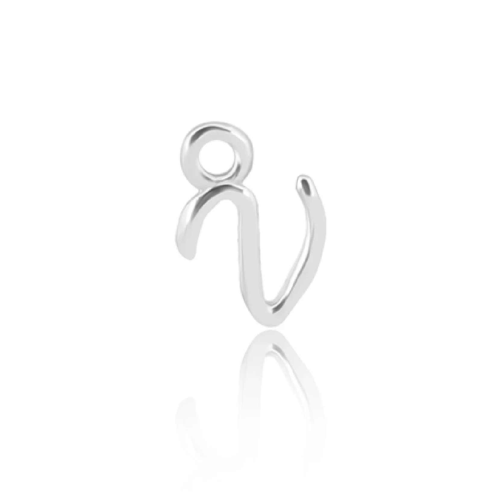 Mococo Welded Forever  Silver V Initial Charm