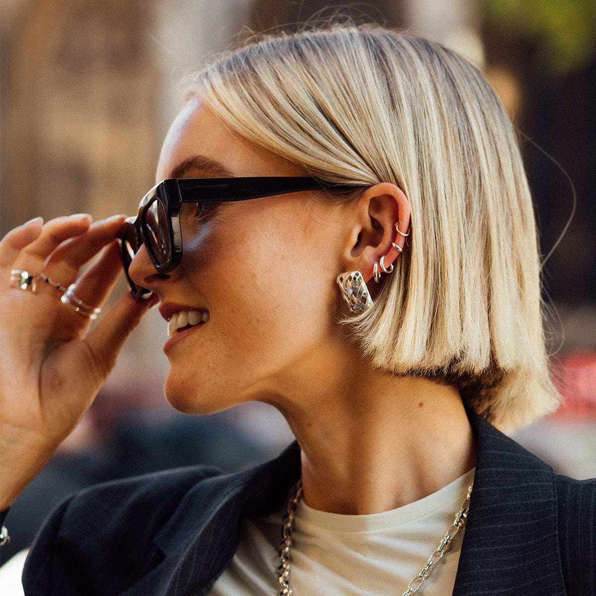 Daisy Polly Essential Silver Huggie Hoop Earrings - Image 12
