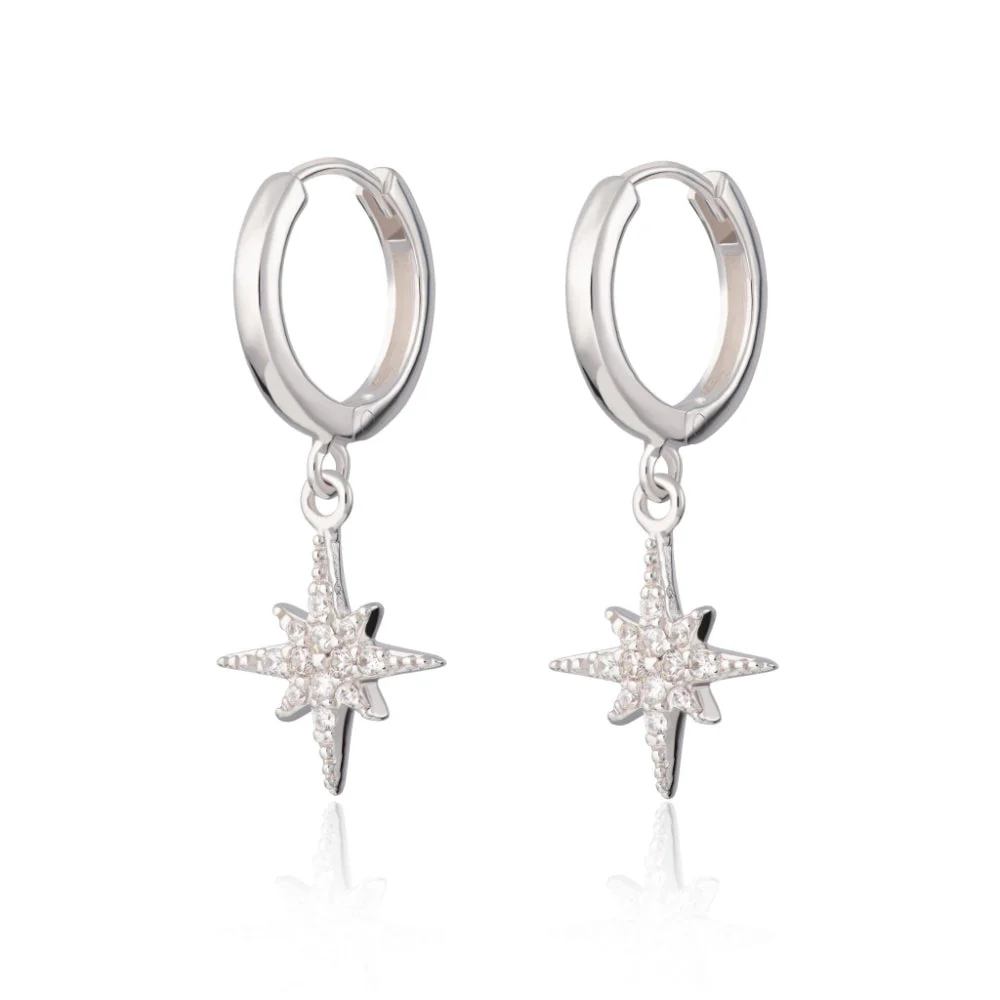 Scream Pretty Silver Starburst Hoop Earrings
