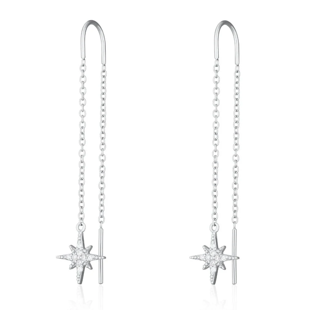 Scream Pretty Silver Starburst Threader Earrings