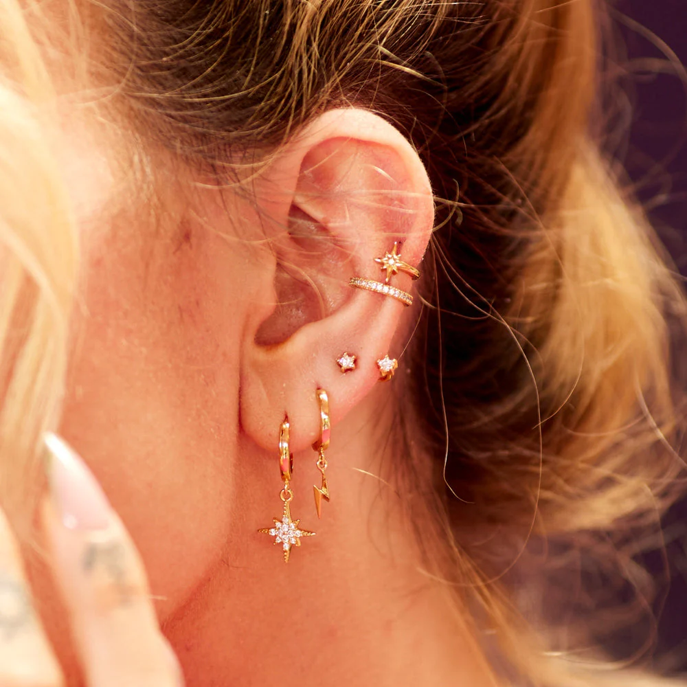 Scream Pretty Silver Starburst Hoop Earrings - Image 2