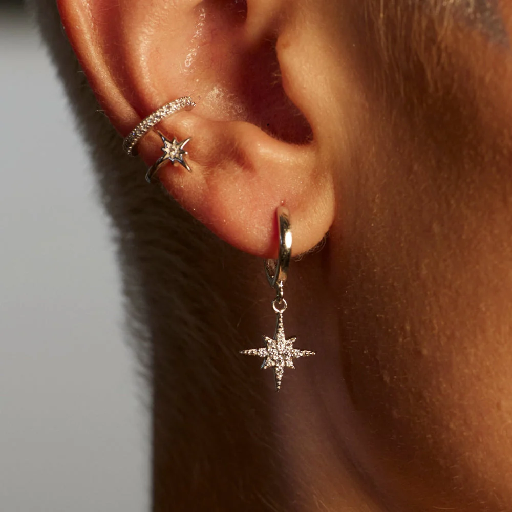 Scream Pretty Silver Starburst Hoop Earrings - Image 4