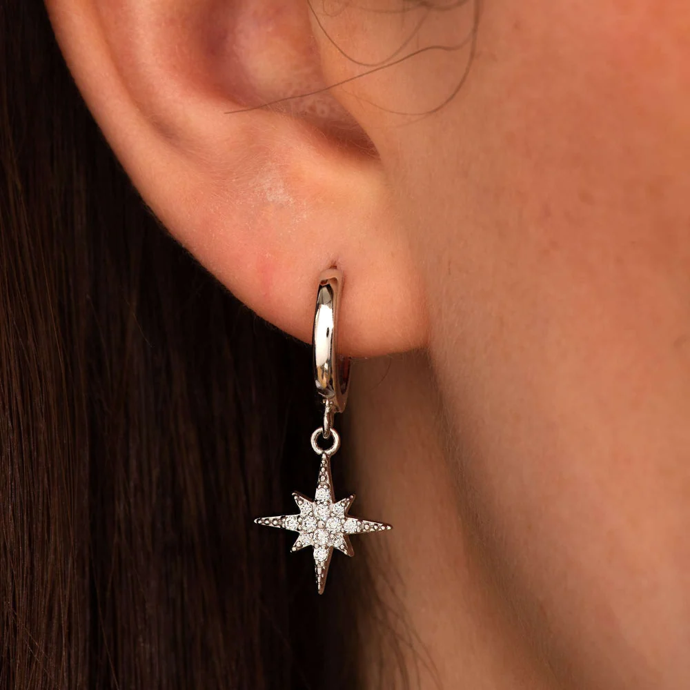Scream Pretty Silver Starburst Hoop Earrings - Image 5