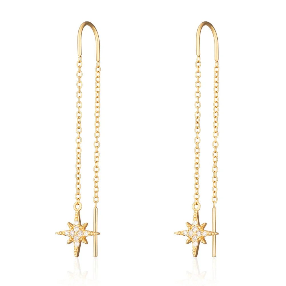 Scream Pretty Gold Starburst Threader Earrings