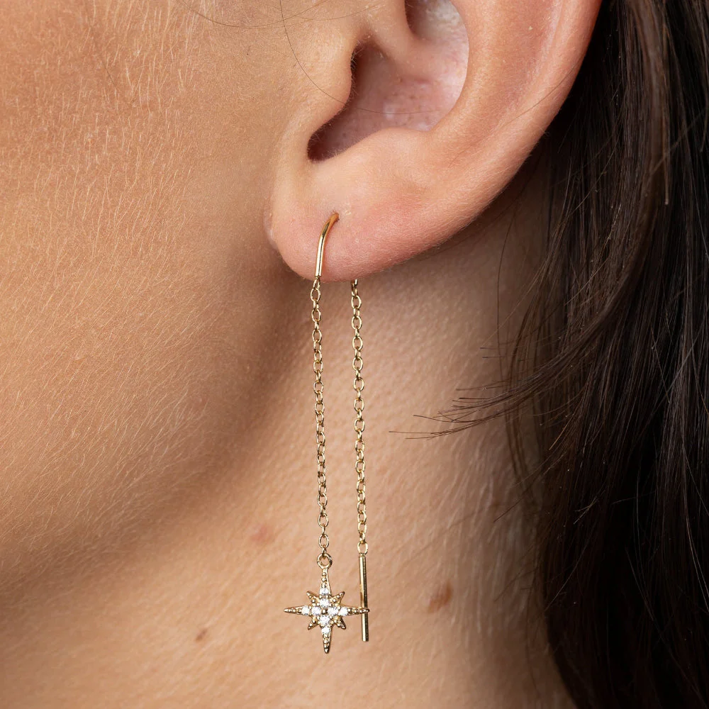 Scream Pretty Gold Starburst Threader Earrings - Image 2