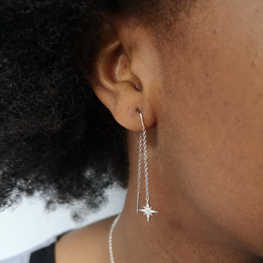 Scream Pretty Gold Starburst Threader Earrings - Image 3
