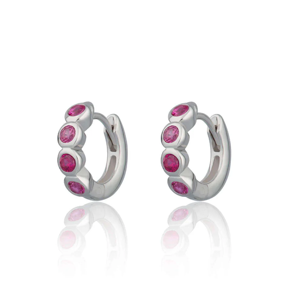 Scream Pretty Silver Bezel Huggie with Stones Earrings