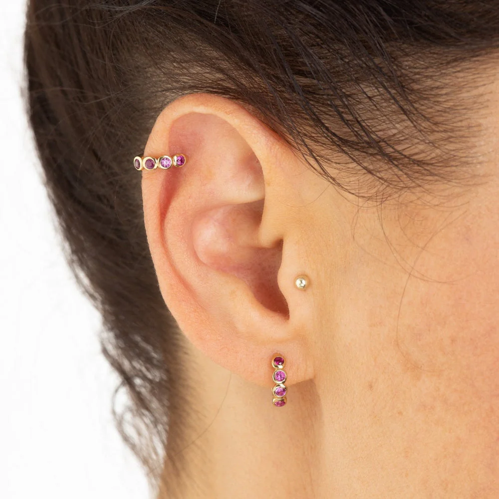 Scream Pretty Silver Bezel Huggie with Stones Earrings - Image 2