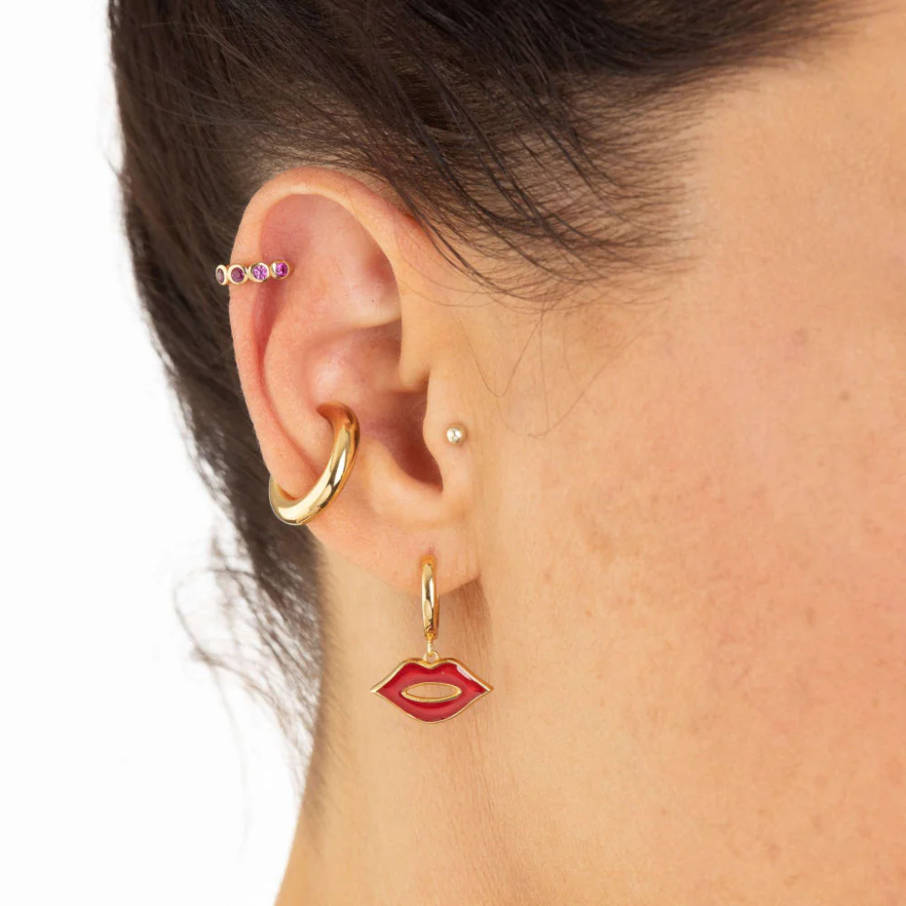 Scream Pretty Silver Bezel Huggie with Stones Earrings - Image 3
