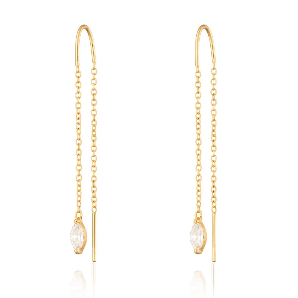 Scream Pretty Gold Droplet Crystal Threader Earrings
