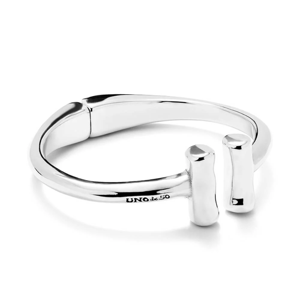 UNOde50 Silver Two Tubes Bangle Bracelet - Image 3