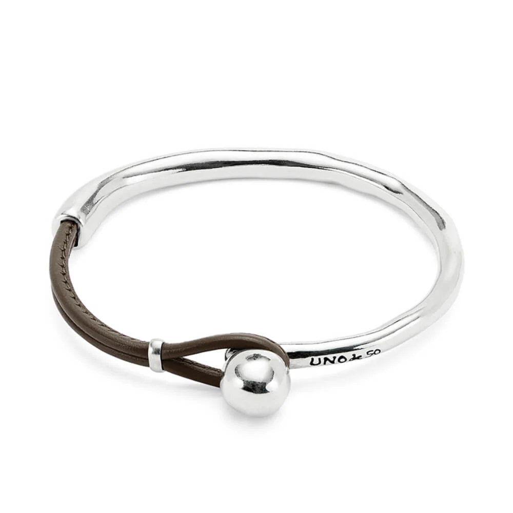 UNOde50 Silver Brown Leather Bracelet