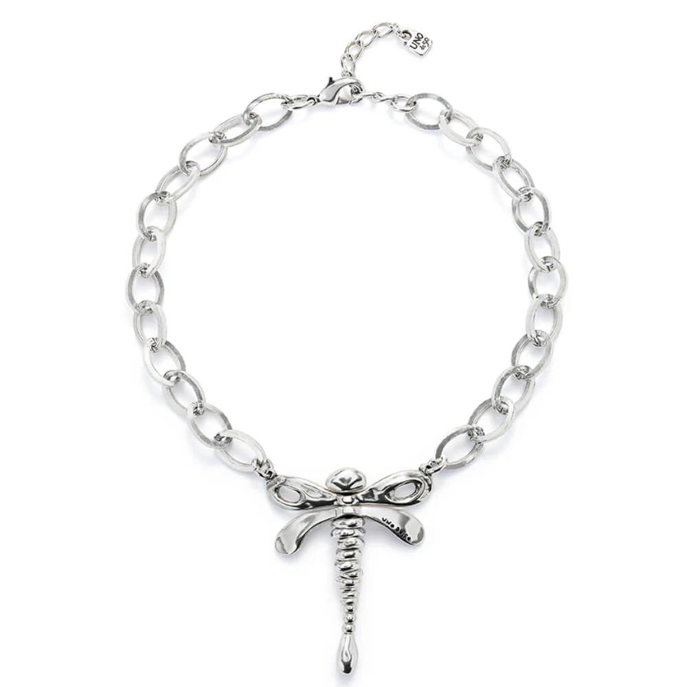 UNOde50 Silver Central Dragonfly Chain Necklace