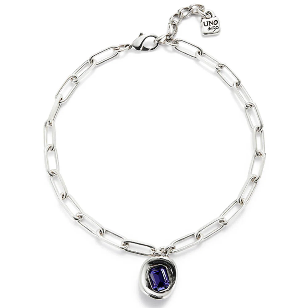 UNOde50 Silver Links and Purple Crystal Chain