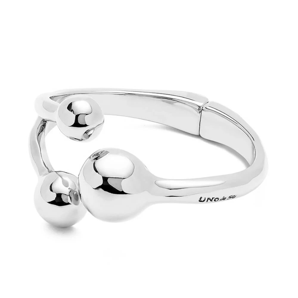 UNOde50 Silver Three Beads Cuff Bracelet - Image 3