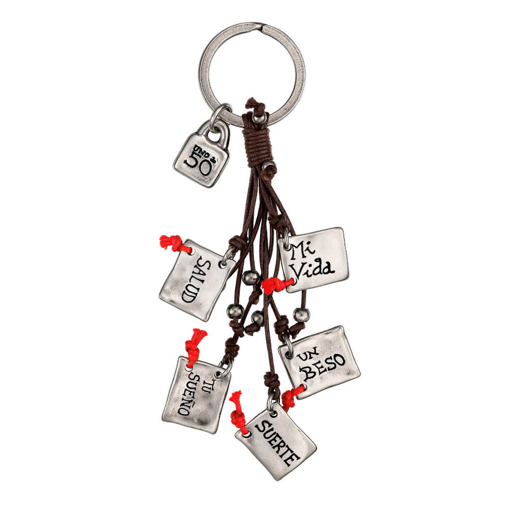 UNOde50 Silver Leather Details Message Key-Ring