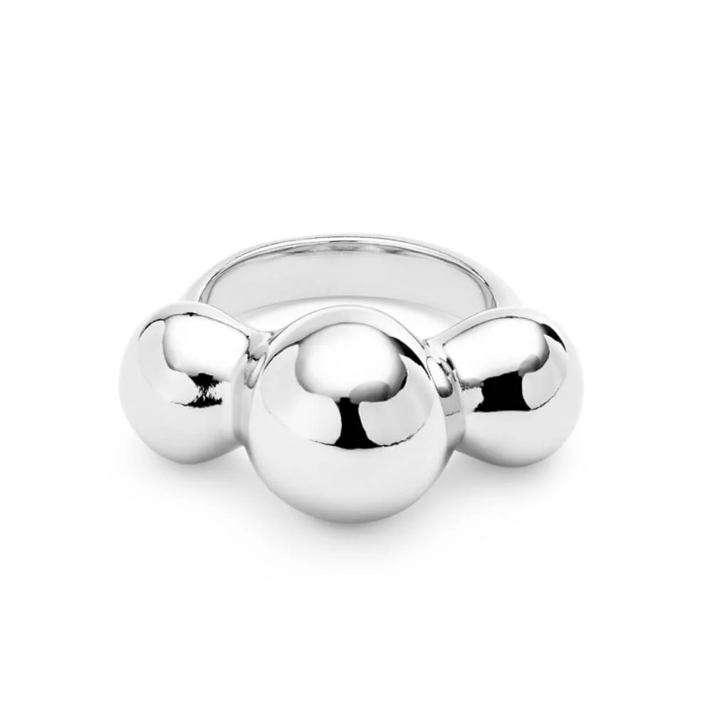 UNOde50 Silver Three Central Beads Ring