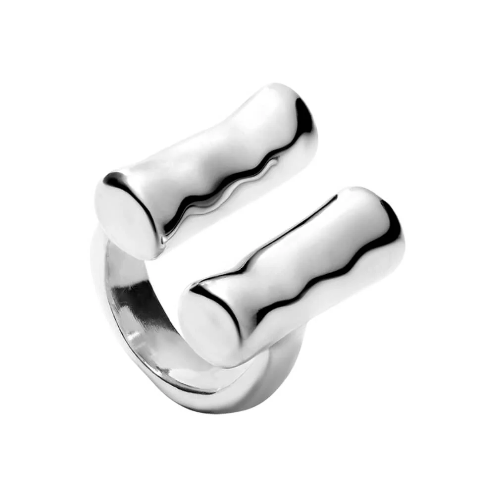 UNOde50 Silver Two Vertical Tubes Ring