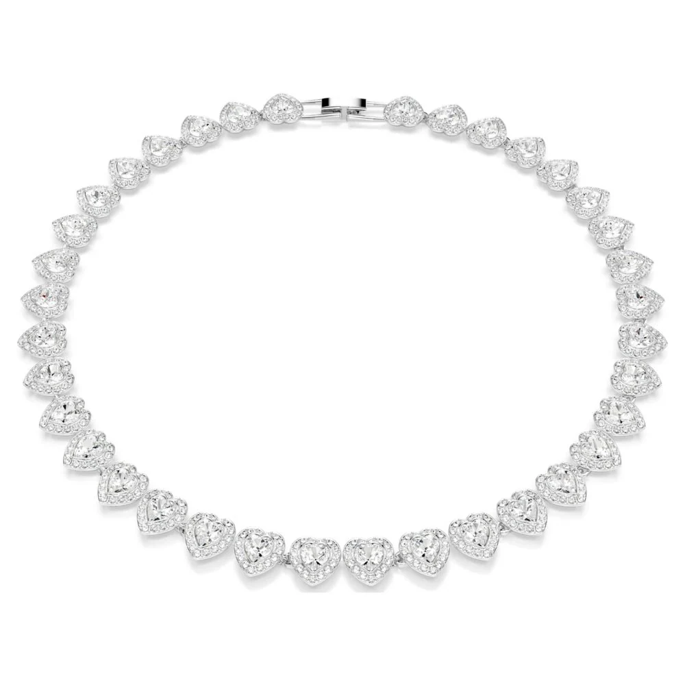 Swarovski Ariana Grande Tennis Mixed Cuts Heart Shaped White & Rhodium Plated Necklace