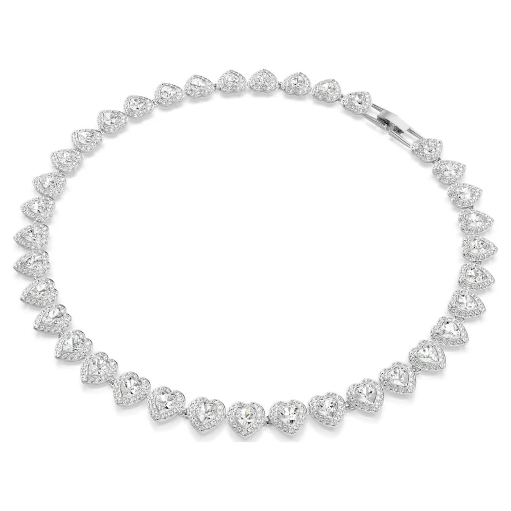 Swarovski Ariana Grande Tennis Mixed Cuts Heart Shaped White & Rhodium Plated Necklace - Image 3