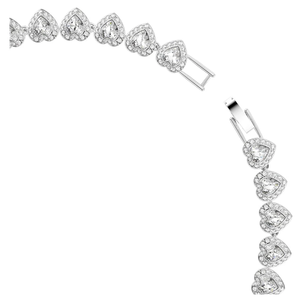 Swarovski Ariana Grande Tennis Mixed Cuts Heart Shaped White & Rhodium Plated Necklace - Image 4