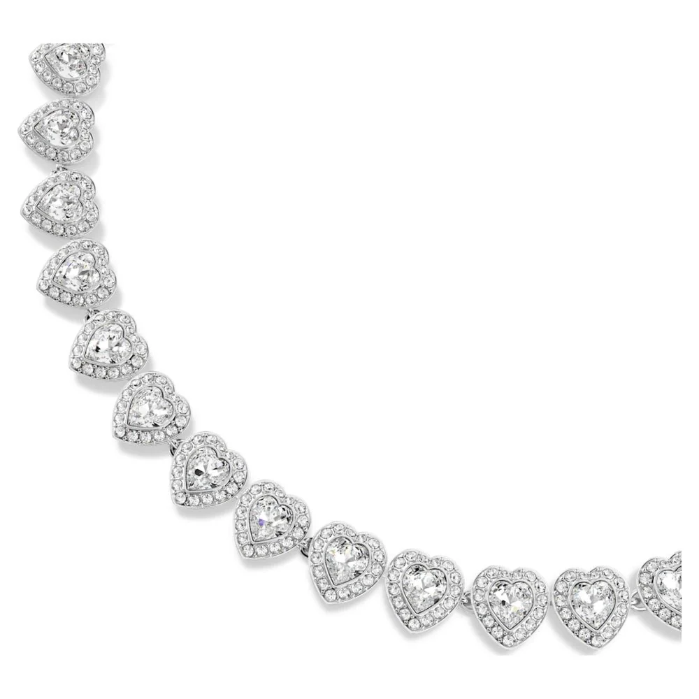 Swarovski Ariana Grande Tennis Mixed Cuts Heart Shaped White & Rhodium Plated Necklace - Image 5