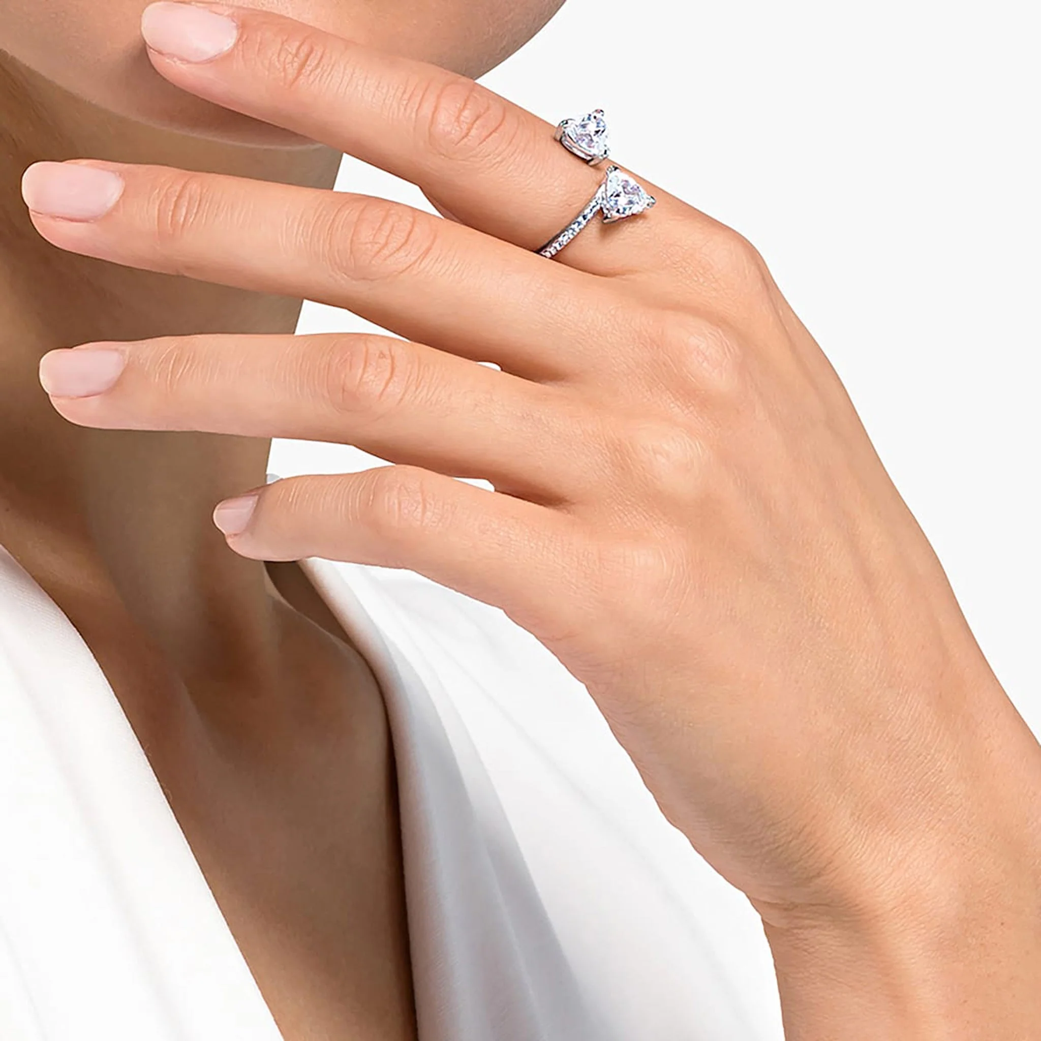 Swarovski Silver Mesmera Open Heart Ring - Image 2