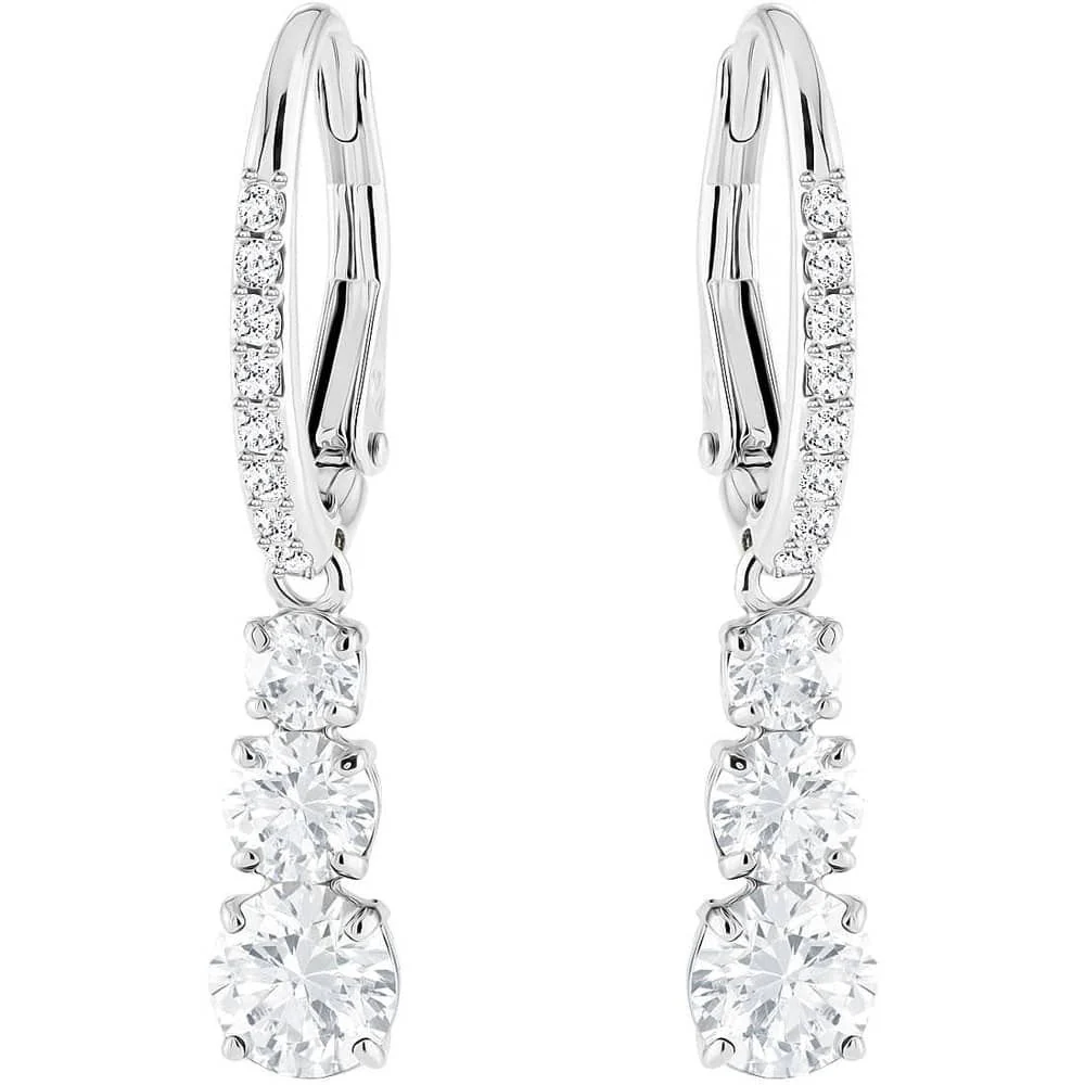 Swarovski Silver Stilla Attract Trilogy Hoop Earrings
