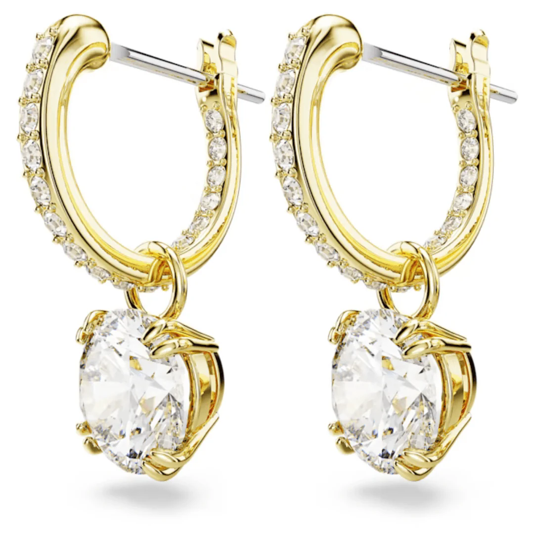 Swarovski Gold Stilla Round Cut Huggie Hoop Earrings - Image 3