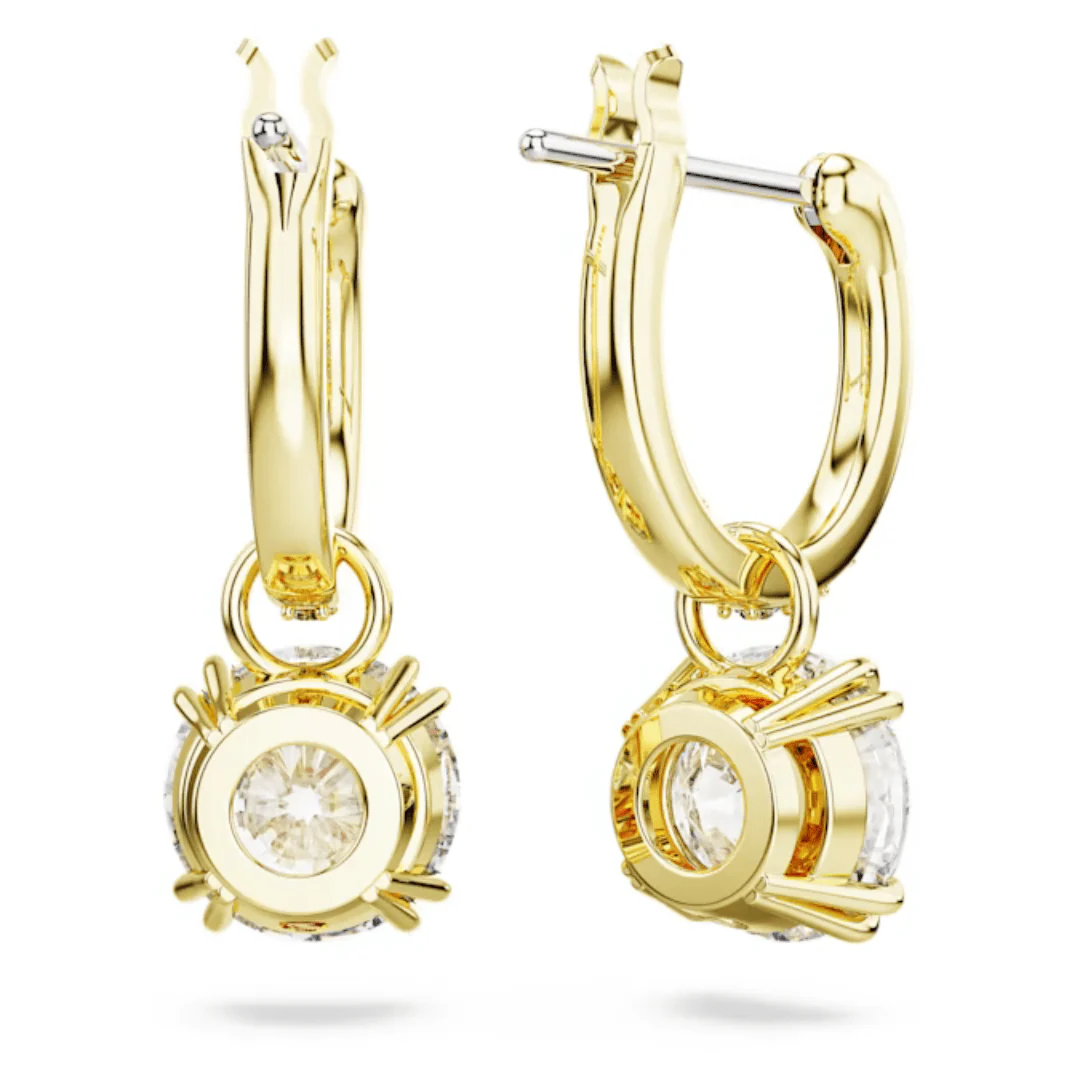 Swarovski Gold Stilla Round Cut Huggie Hoop Earrings - Image 4