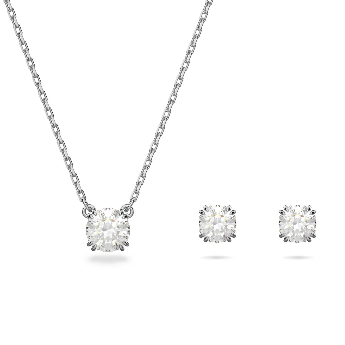 Swarovski Silver Stilla Round Cut Necklace & Earring Set