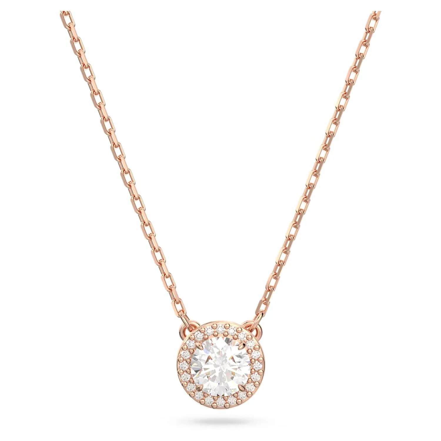 Swarovski Rose Gold Una Round Cut Pendant Necklace