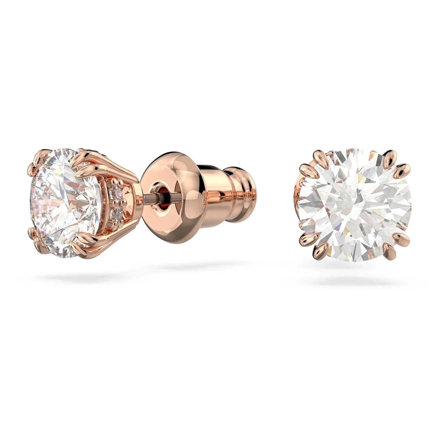 Swarovski Rose Gold Stilla Round Cut Stud Earrings