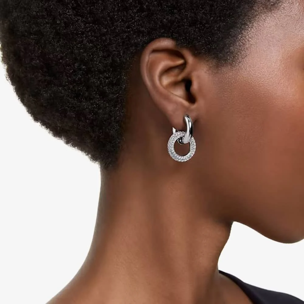 Swarovski Silver Dextera Interlocking Hoop Earrings - Image 2