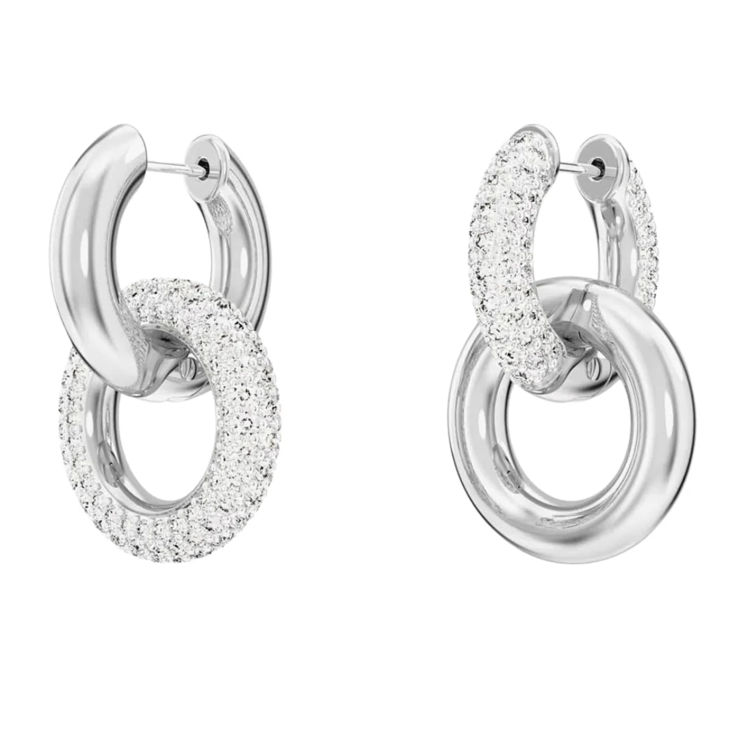 Swarovski Silver Dextera Interlocking Hoop Earrings - Image 3
