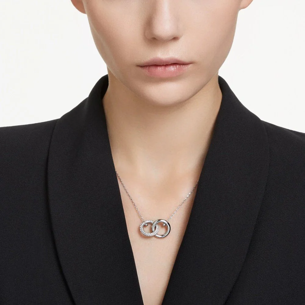 Swarovski Silver Dextera Interlocking Loop Necklace - Image 2
