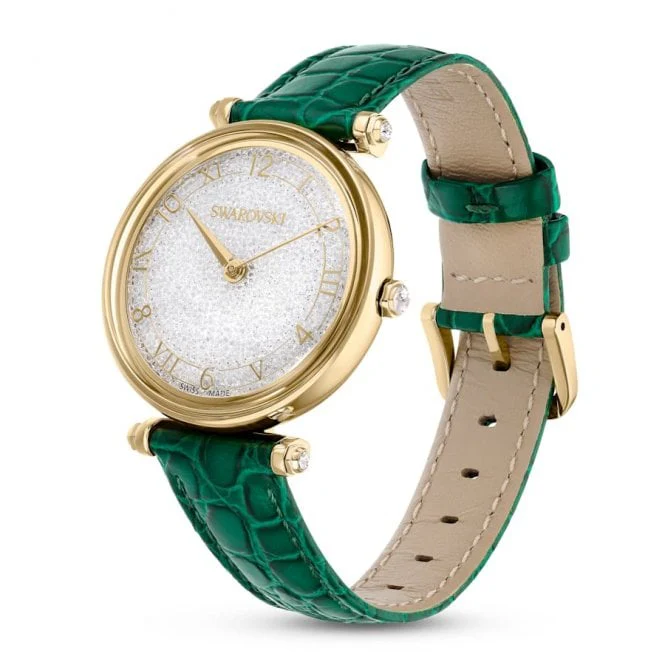 Swarovski Gold Crystalline Wonder Green Leather Watch - Image 3