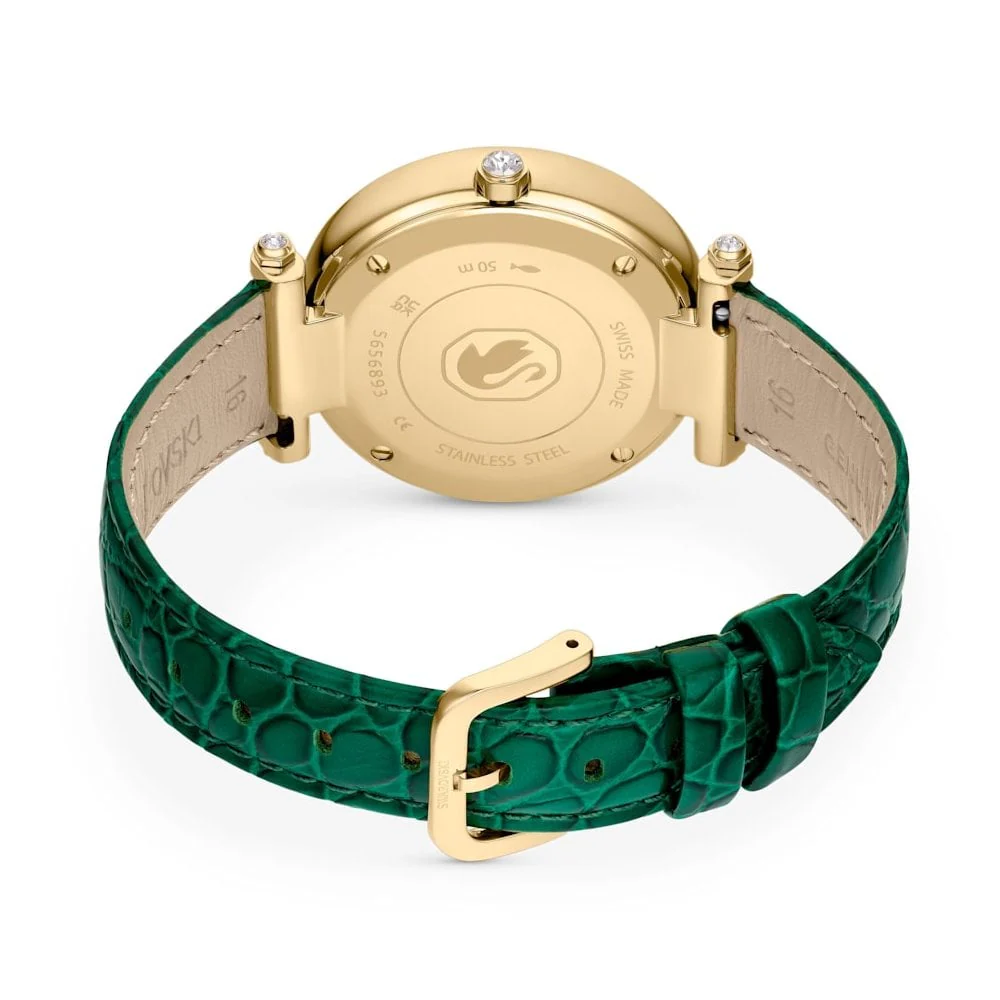 Swarovski Gold Crystalline Wonder Green Leather Watch - Image 5