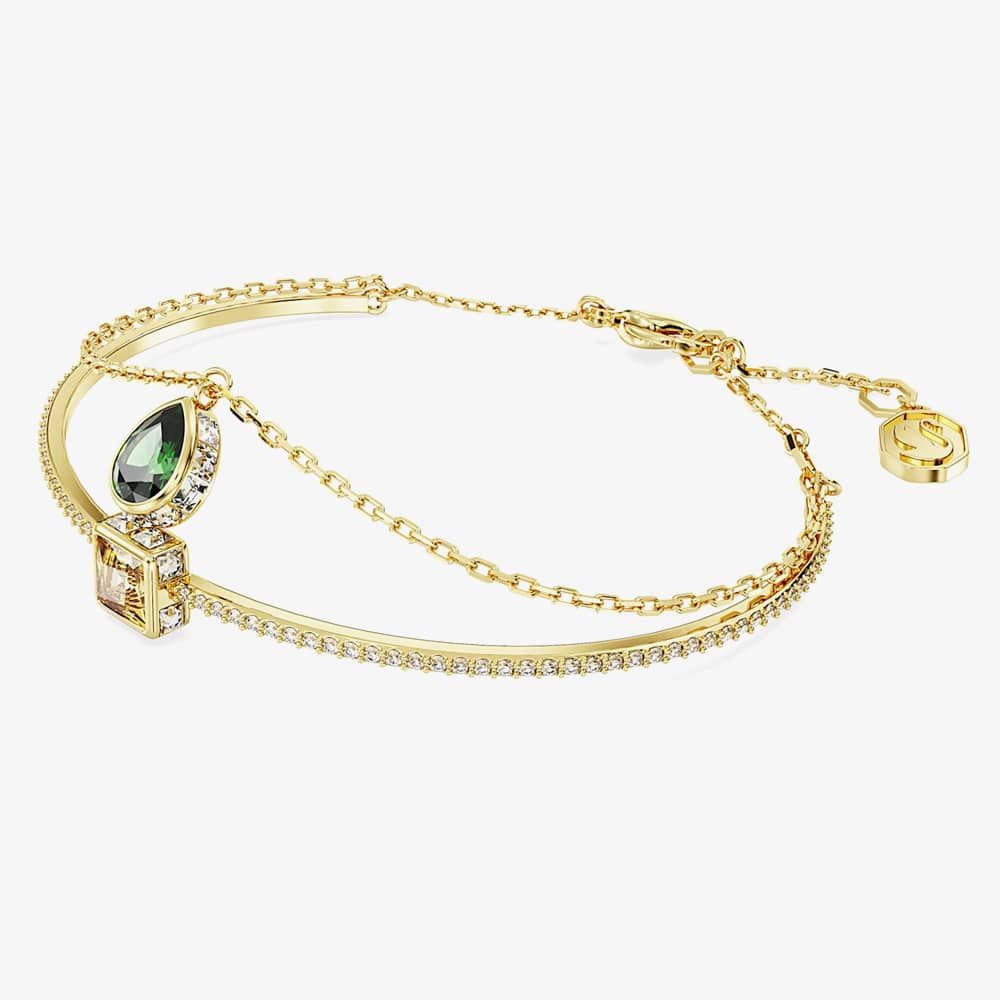 Swarovski Gold Chroma Mixed Cuts Green Bangle - Image 2