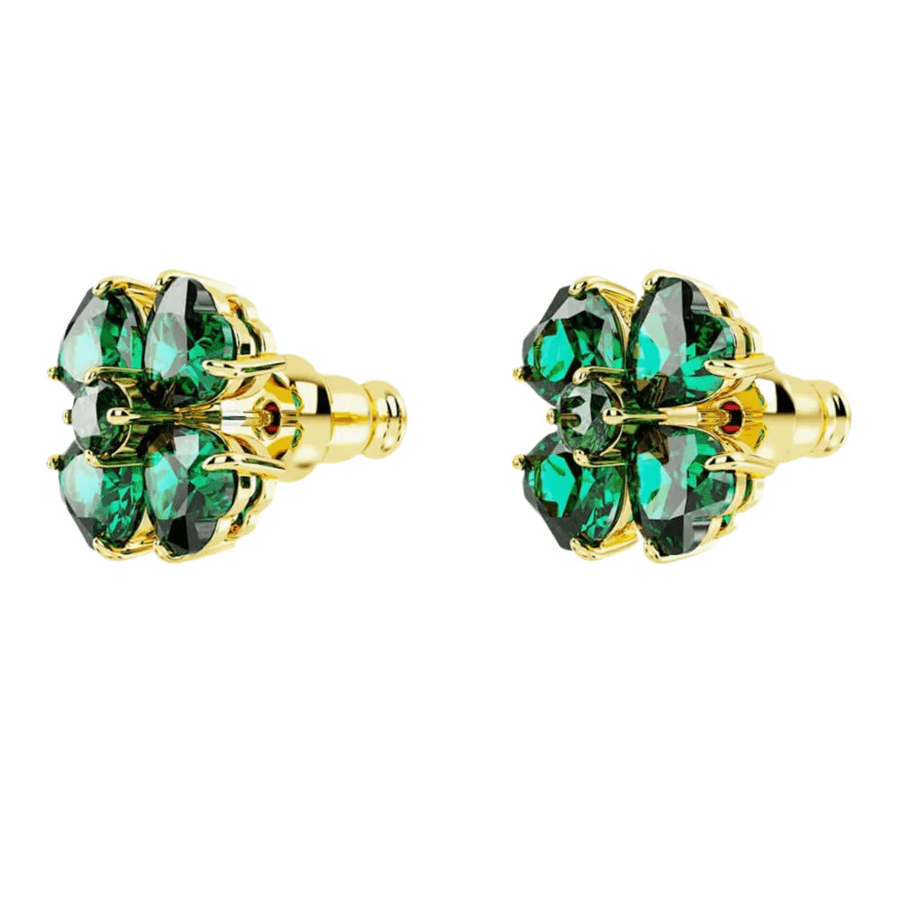 Swarovski Gold Idyllia Green Clover Earrings - Image 5