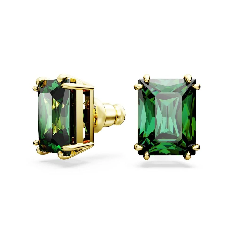 Swarovski Gold Stilla Green Stud Earrings - Image 2