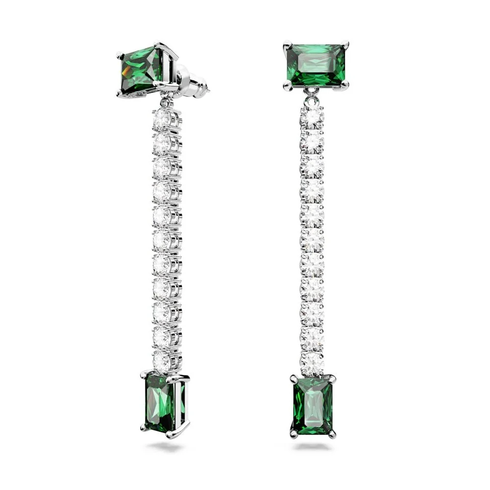 Swarovski Silver Matrix Green Drop Earrings - Image 3