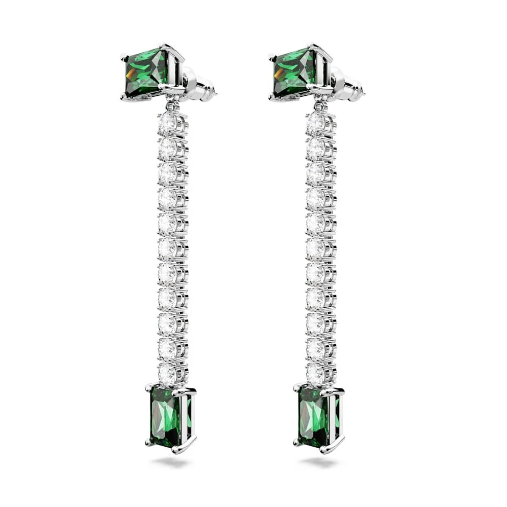 Swarovski Silver Matrix Green Drop Earrings - Image 4